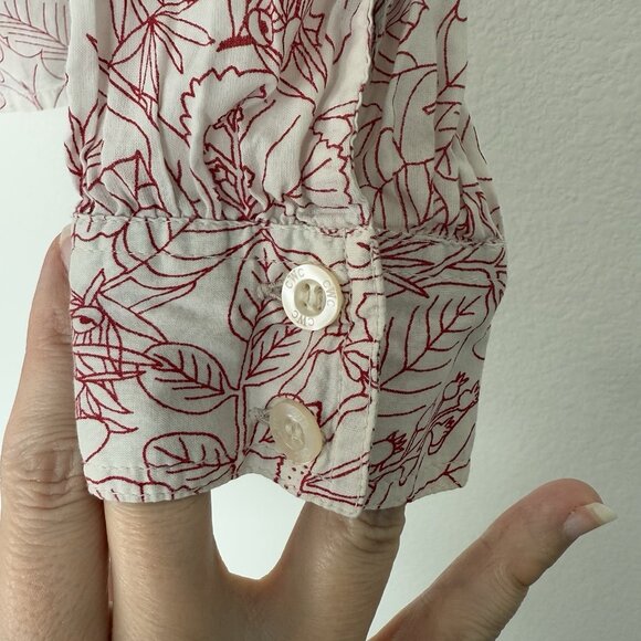 Cherry Print Long Sleeve Blouse Womens‎ Size XS Tie Neck Preppy Whimsical Casual - Picture 3 of 7